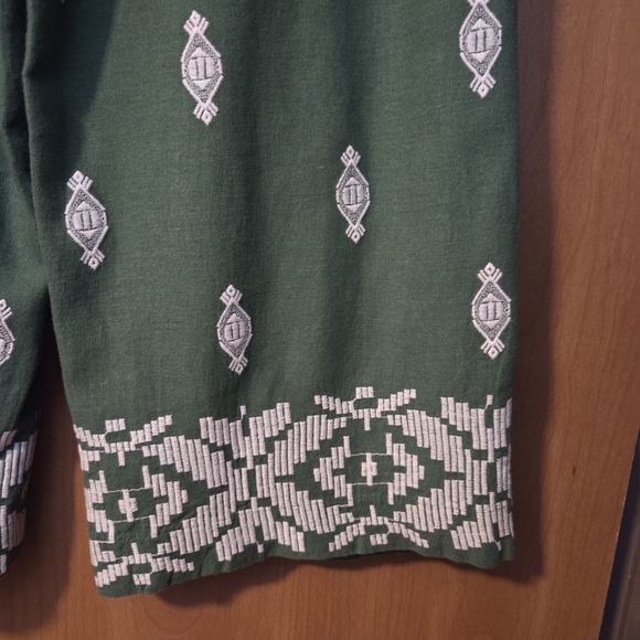 HOUSE OF HARLOW 1960 Green Wide Leg Pants Size S Linen - Picture 7 of 9